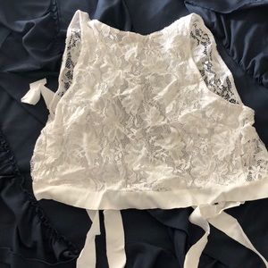 White lace crop top